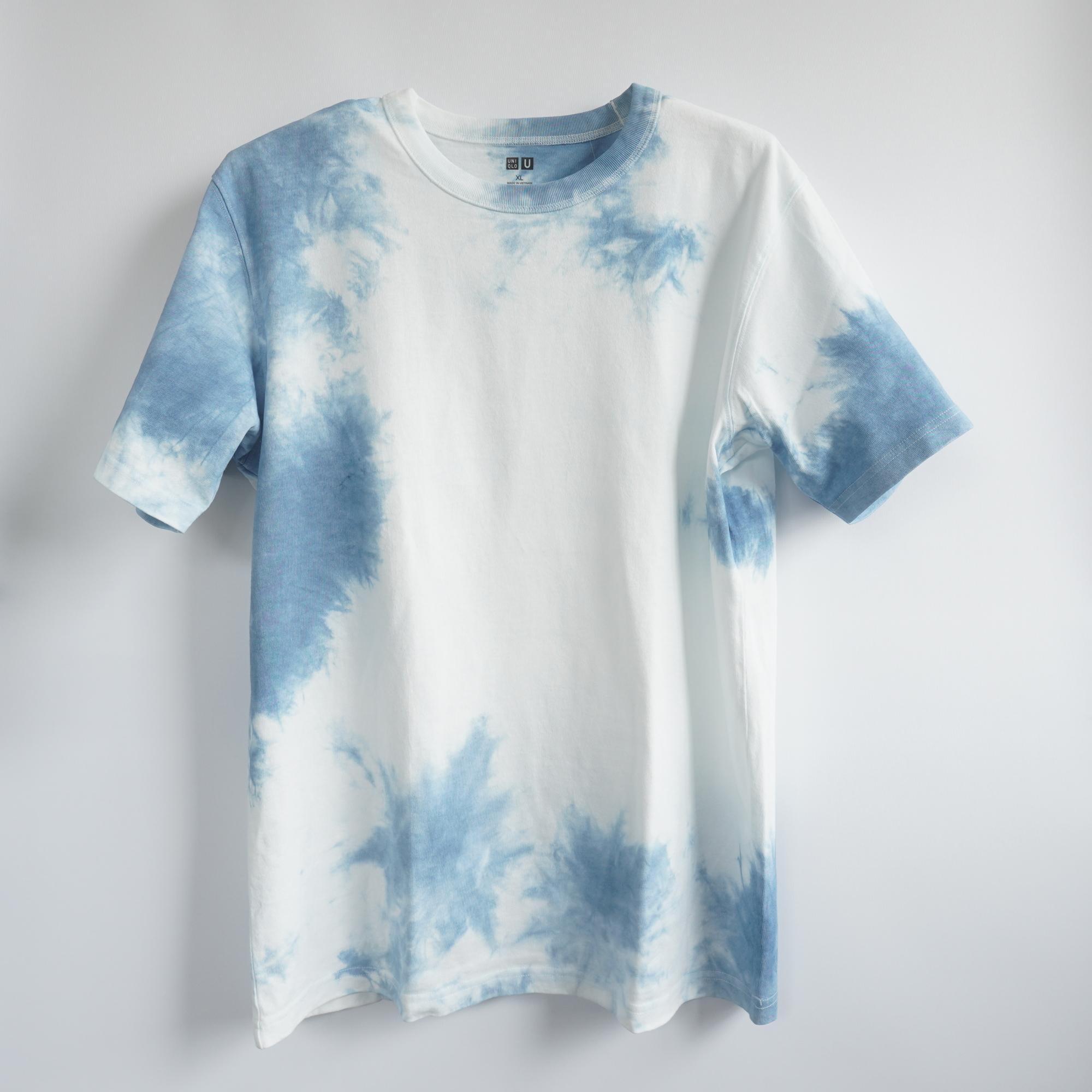 藍染クルーネックTシャツ・波（半袖男女兼用XL）1枚目の画像